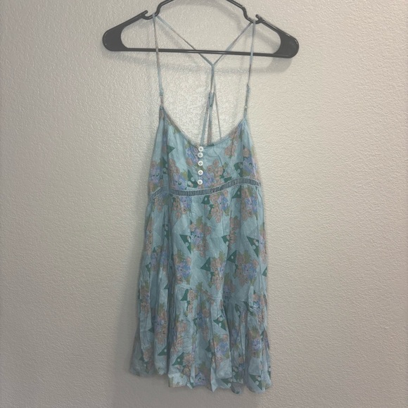Urban Outfitters Blue Floral Dress with Buttons - Picture 1 of 4